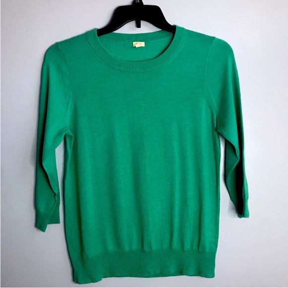 J.Crew 3/4 sleeve Irish green sweater 🍀 - Picture 1 of 9